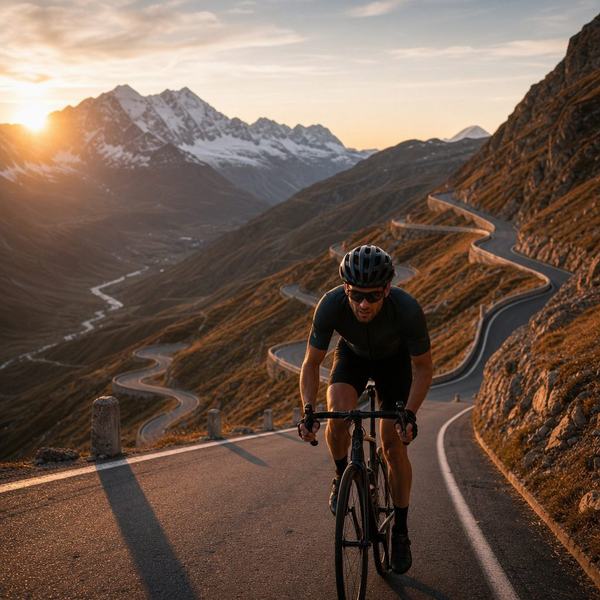 Rennradfahrer in den Alpen